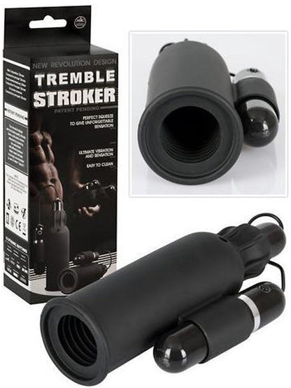 TREMBLE STROKER SILICONE MASTURBATOR WITH GYRATING BULLET VIBRATOR